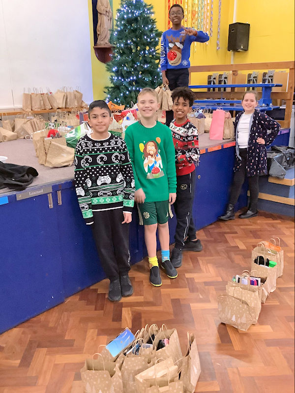 Some pupils with our gift bag donations